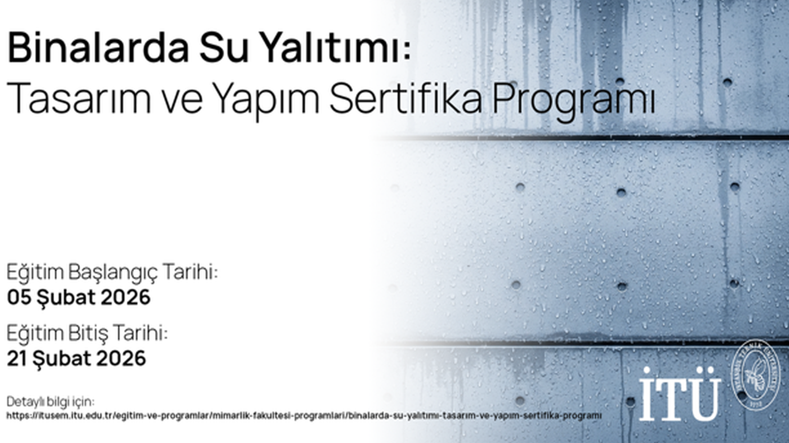 Binalarda Su Yalıtımı, Tasarım ve Yapım Sertifika Programı